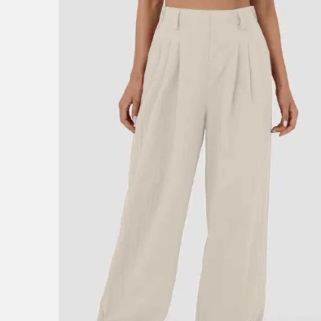 Wide-Leg High-Waist Cream Trousers